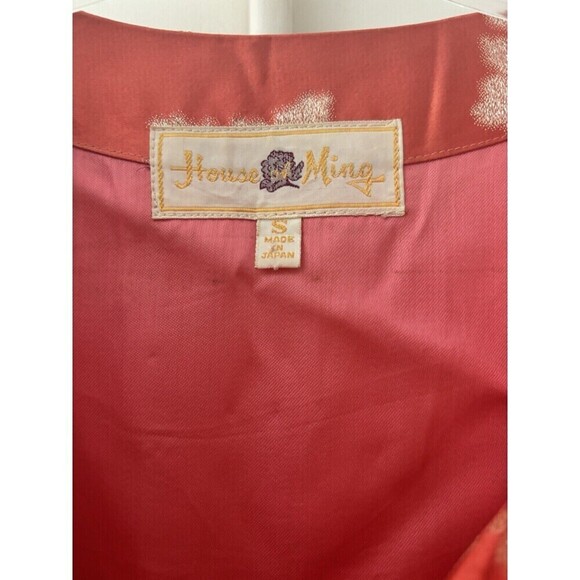 Vtg House of Ming Kimono Duster Jacket Size S Orange and Gold Buttons Pockets - Picture 5 of 5